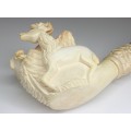 veche pipa Meerschaum. sculptura cinegetica. etui original. Turcia